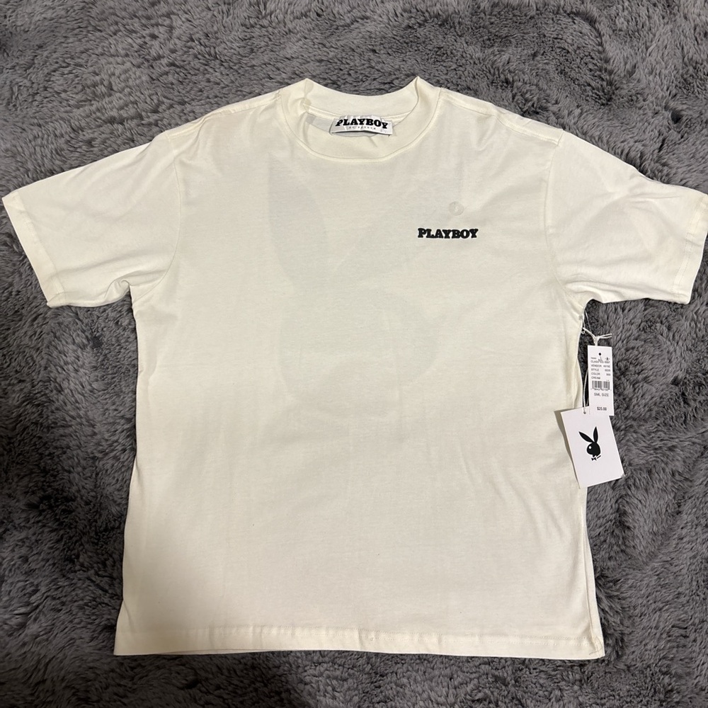 PLAYBOY Cream Short Sleeve Men's Tee